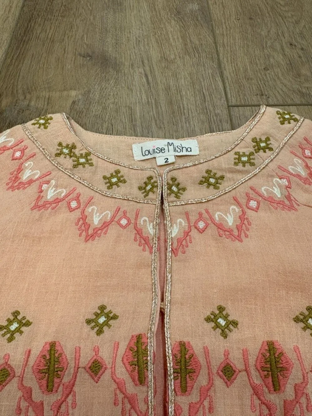 🌟 LOUSIE MISHA 🌟 GIRLS UBUD EMBROIDERED LINEN COTTON JACKET CORAL SZ 2
